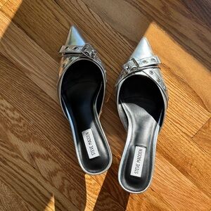 Steve Madden Metallic Silver Mules